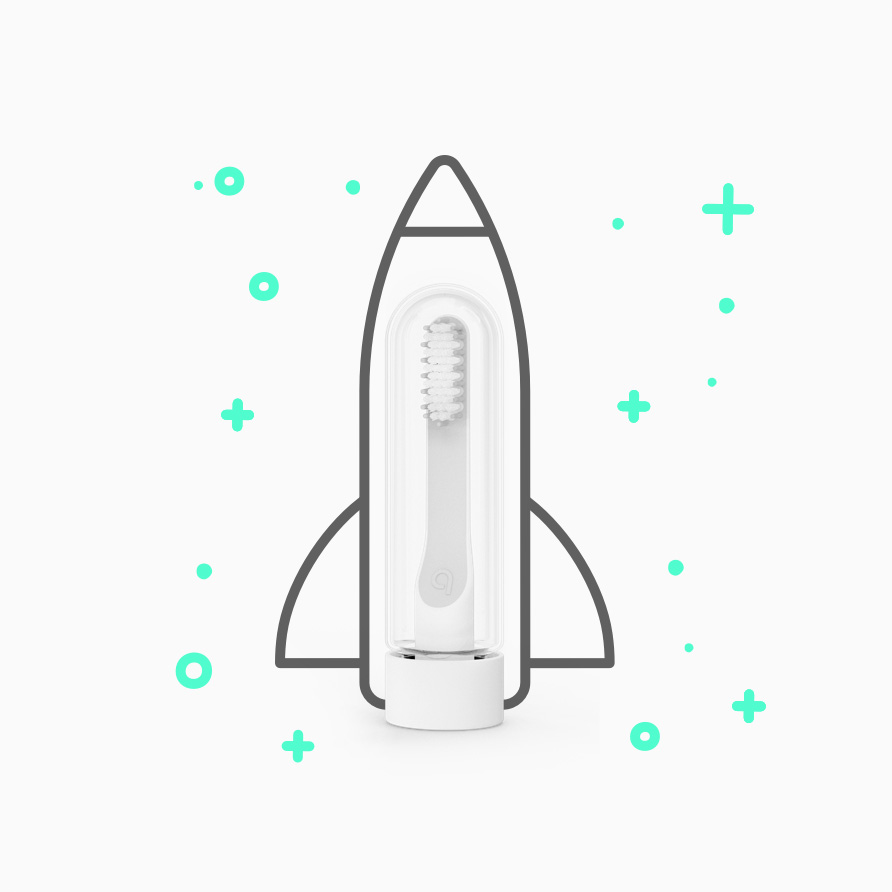 Rocket illustration behind brush head